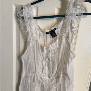 White Lace Trim Sleeveless Top